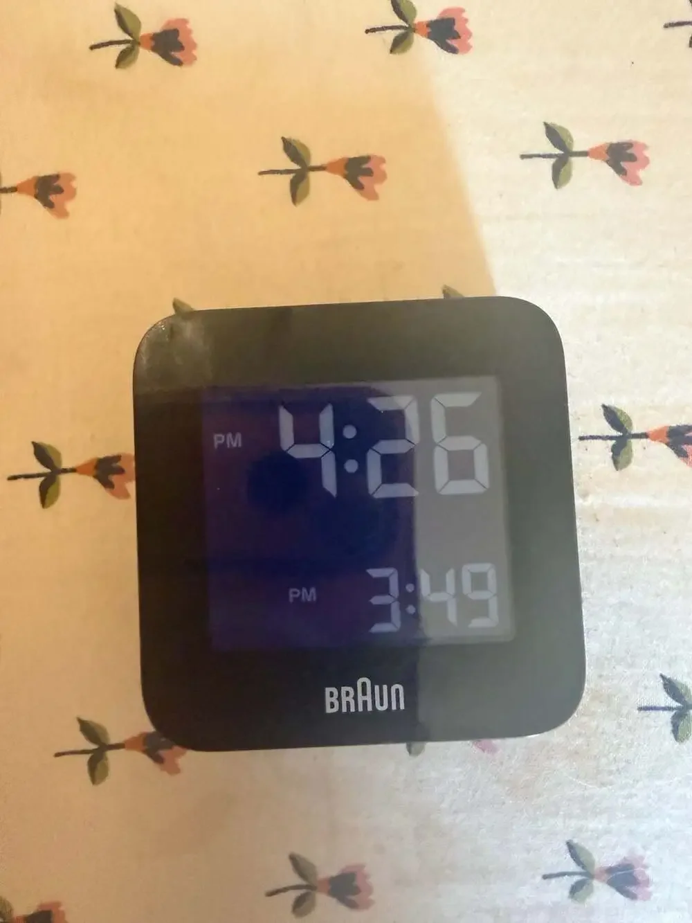 Braun Digital Alarm Clock 2”x2” BC09B Black With Negative LCD Display